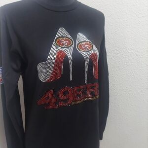 49ers Womens Black Rhinestone T-shirt